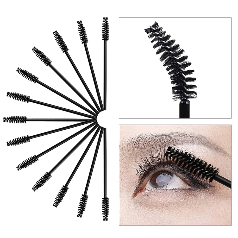 CNKESS 50PCS Disposable Eyebrow Eyelash Brushes 50PCS Lip Brushes  Mascara Wand Makeup Applicators Kit Eyelash Extension Brush