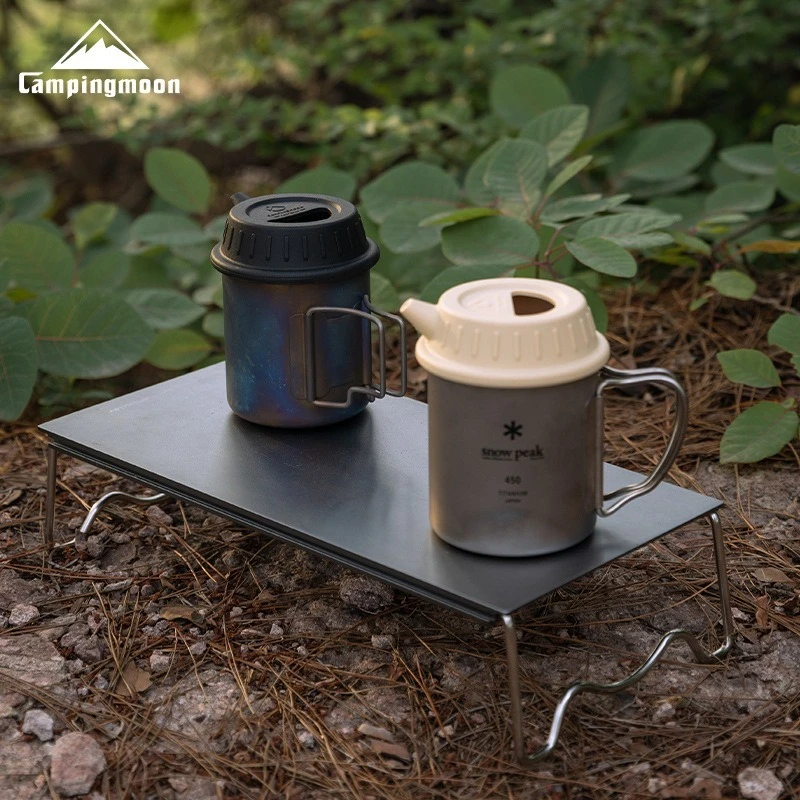 CAMPINGMOON S-GF-BK الغذاء الصف سيليكون كوب الثلج غطاء التخييم القهوة وعاء اليد غطاء كوب التيتانيوم غطاء