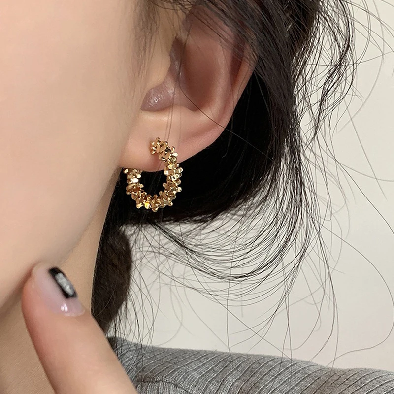 PONYKISS 925 فضة 18K الذهب حرف C هندسية وأقراط للنساء الحد الأدنى الكلاسيكية غرامة مجوهرات اكسسوارات