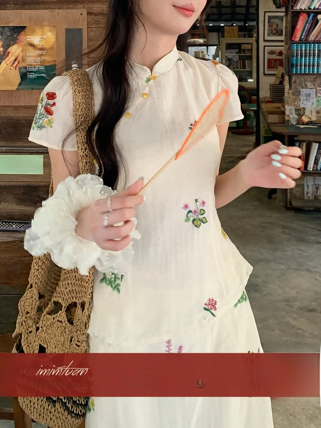 

Lush Short Sleeve Embroidered Shirt And High Waist Skirt Set Women's Fashionable Gentle New Chinese Aesthetic Two Piece Suit