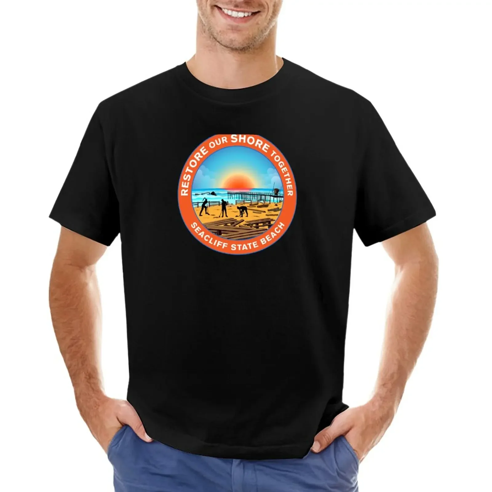 

Футболка New Our Shore Together Seacliff State Beach California Black graphics funnys мужские футболки