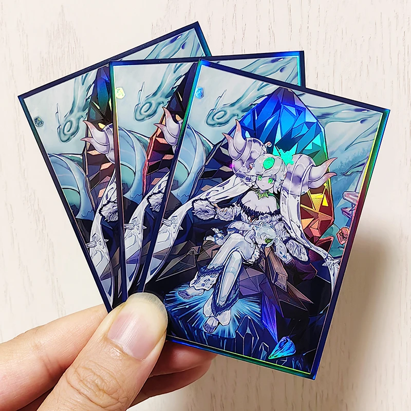 50 PCS Yugioh Icejade Aegirine Rahn Mangas de cartão Yu-Gi-Oh! Estojo protetor de brilho laser para cartões colecionáveis TCG OCG