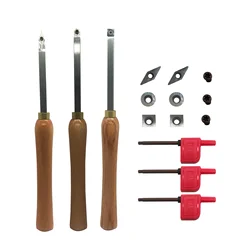 Woodturning Carbide Lathe Tools, Wood Turning Tool Set of 3 Rougher Detailer Finisher Carbide Lathe Tools for Woodturning