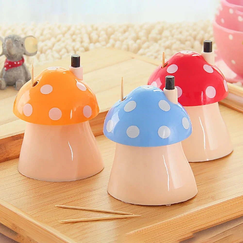Portable Toothpicks Container, Automatic Toothpick Storage Box, Cute Bar Storage Table Gadget, Lovely Mushroom