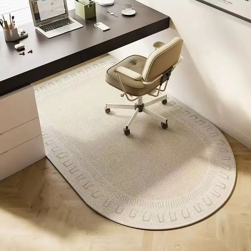 VIKAMA Creamy Curved Armchair Cushion For Bedroom Dressing Table Floor Mat Silent Anti-Slip Office Study Carpet Home Decoration