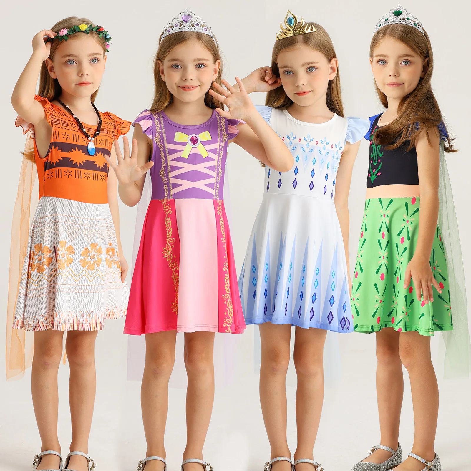 Платье принцессы «Холодное сердце» с накидкой Эльзы для девочек на Хэллоуин, день рождения