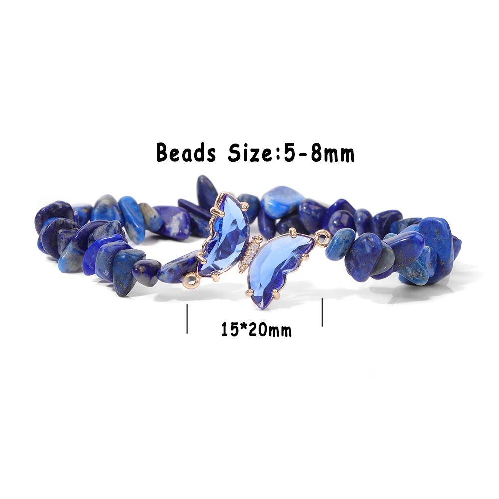 Natural Stone Lapis Lazuli Beads Bracelets Irregular Handmade Blue Beads Pendant Elastic Bracelets For Men Women Energy Jewelry