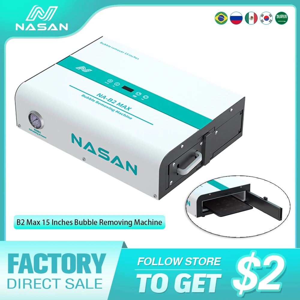 

NASAN B2 Max Air Bubble Removing Machine For Mobile Phone Under 15 Inches LCD Defoaming Glass OCA Glue Laminating Bubble Remover