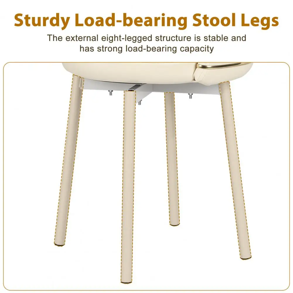 Vanity Chair with Gold Metal Legs, Unique Backrest, Stable Base