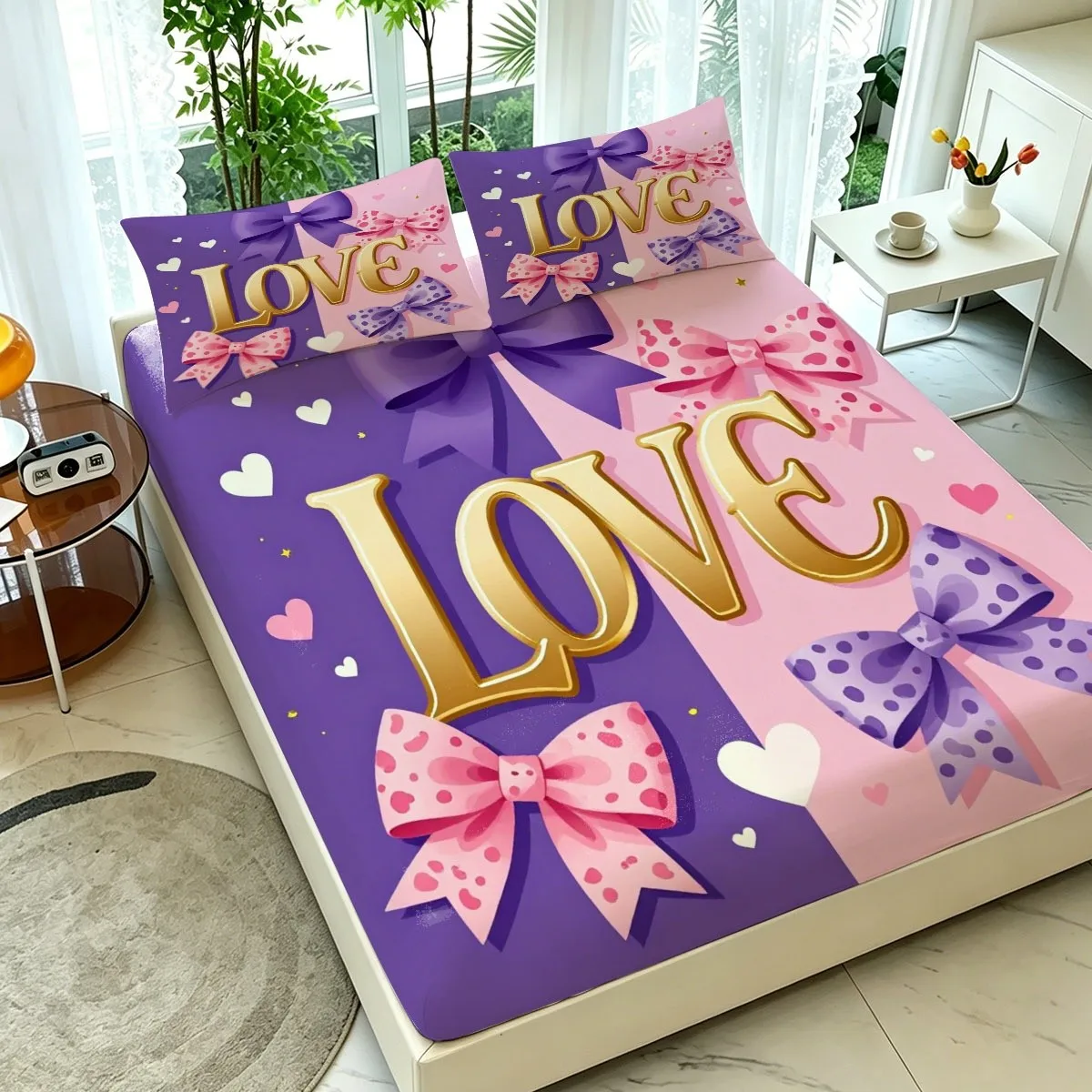 Purple and Pink Color-Blocking Background, Eye-Catching Gold 