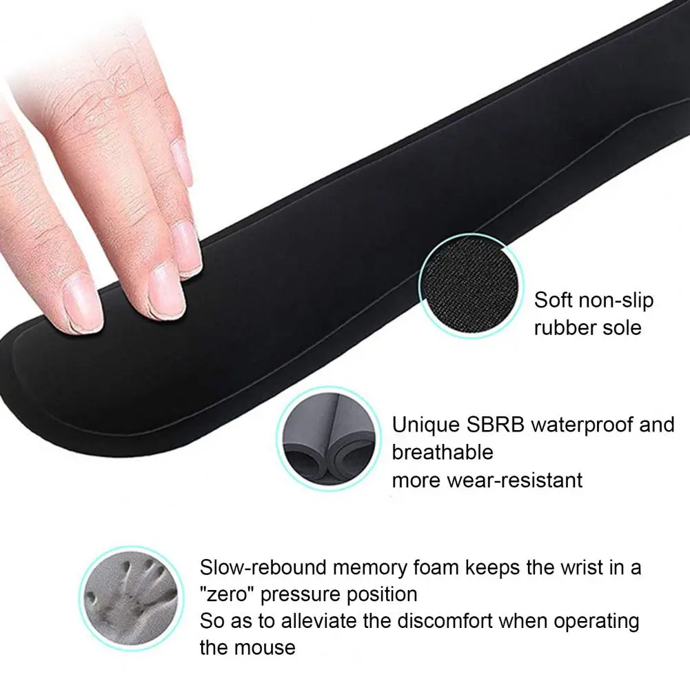 

Mouse Wrist Pad 1 Set Practical Super Soft Black Color Non-Slip Keyboard Mouse Wrist Rest Pad for School