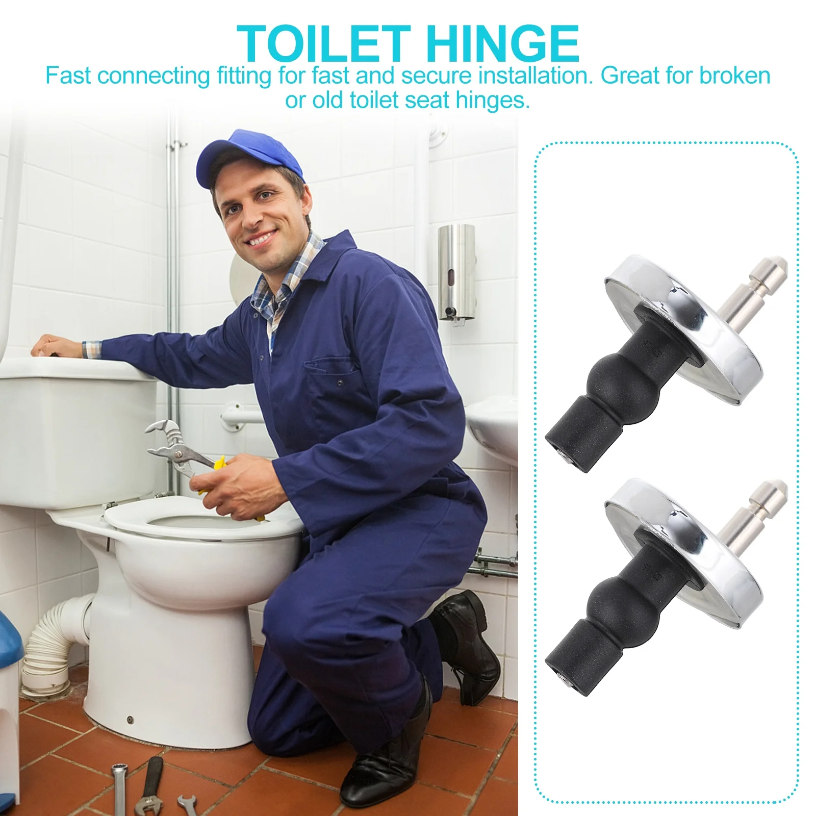 

1Set Toilet Seat Hinges Zinc Alloy Sturdy Toilet Lid Accessories Fast Installation Replacement Fixing Kit for Home Use