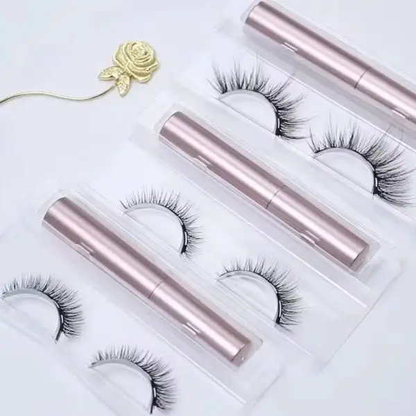 1Pairs Magnetic Lash Kit Self Grafting Kit Thick Fake Lashes Effect Premium Synthetic Fibers Wispy Glam Fluffy Natural Look