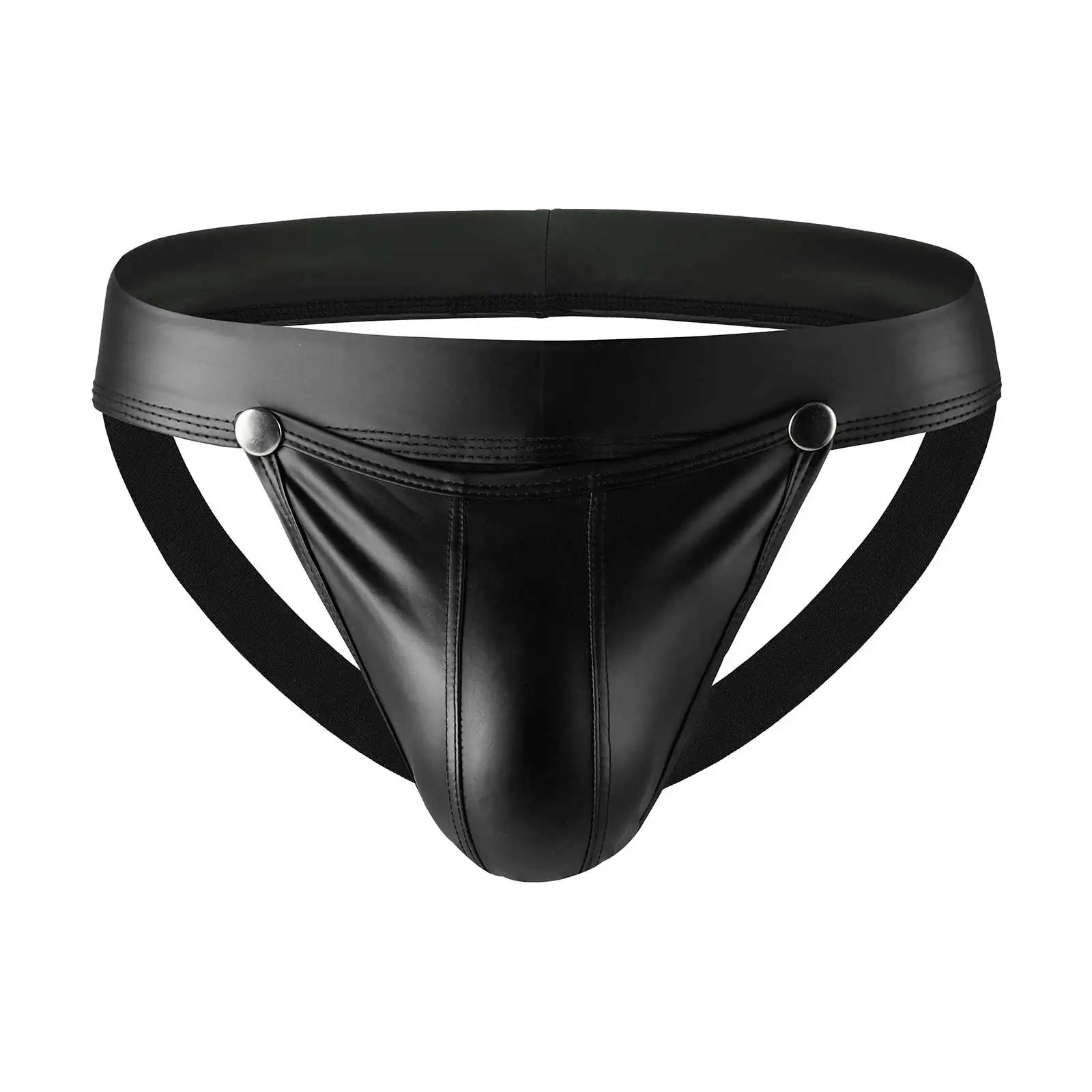 

Men Faux Leather Athletic Jockstrap Supporter Winter Fitness Sports Underwear Rivet Buckle Detachable Bulge Pouch Jock Strap