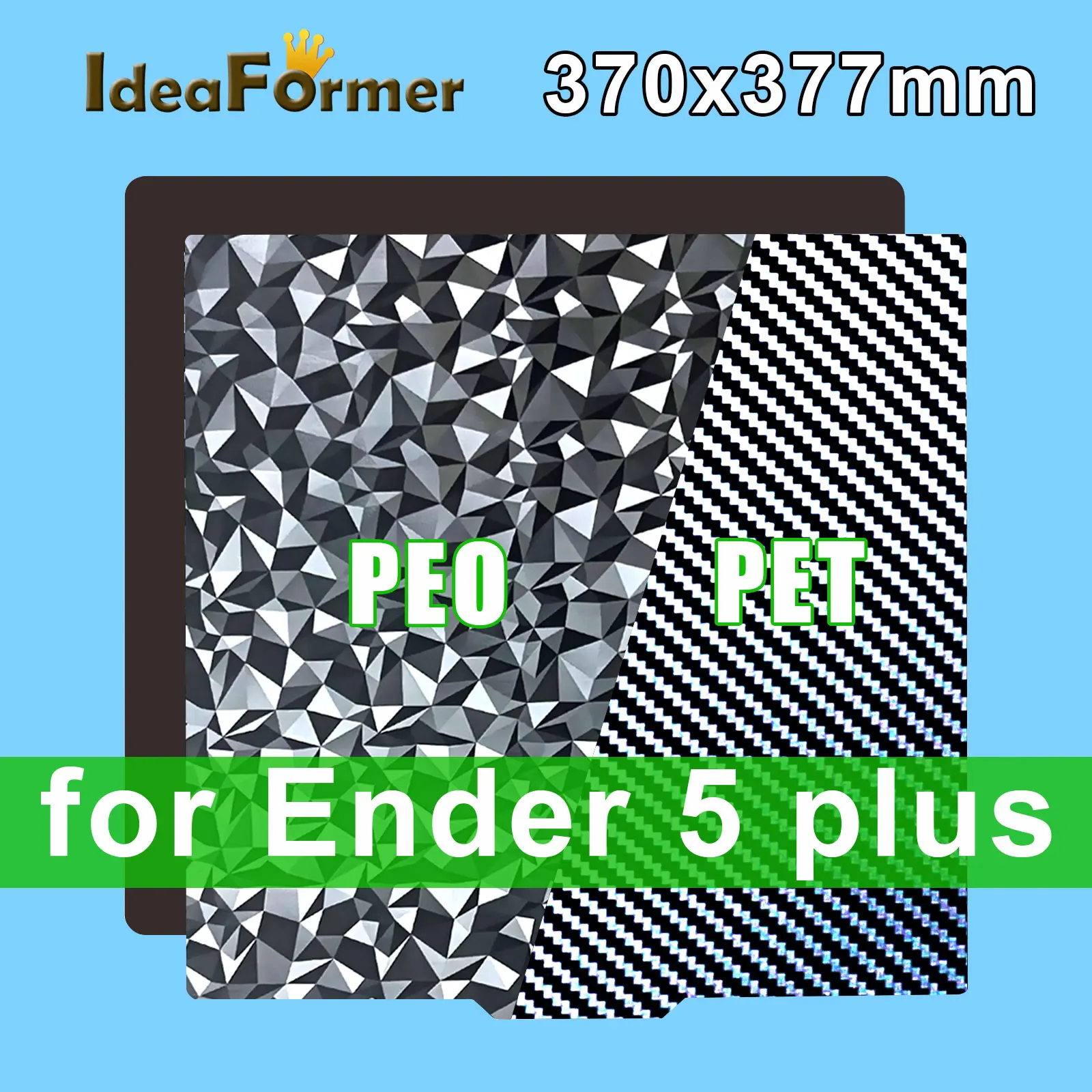 IdeaFormer 3D Print Bed Smooth PEO And Smooth PET Spring Steel Sheet 377x370mm with Magnetic Base for Ender-5 Plus Build Plate