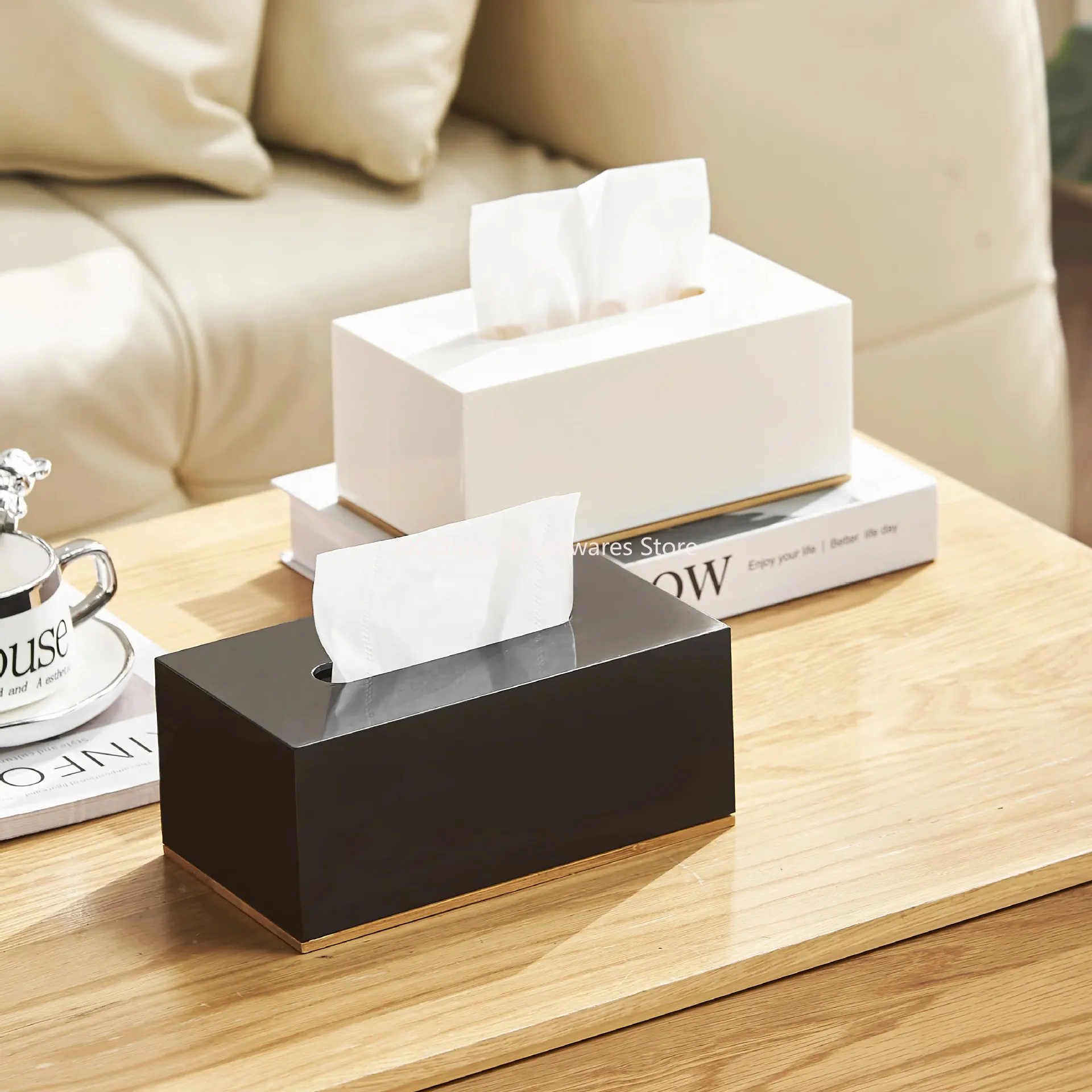 

Stylish Bamboo Tissue Box Cover For Home Office Desktop Living Room Dining Table Storage Organization Box