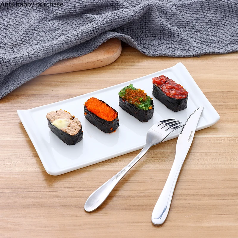 Rectangular Ceramic Plate White Dinner Plate Western Plates Restaurant Tableware Sushi Plates Cake Pan Snack Tray Fruit Dish