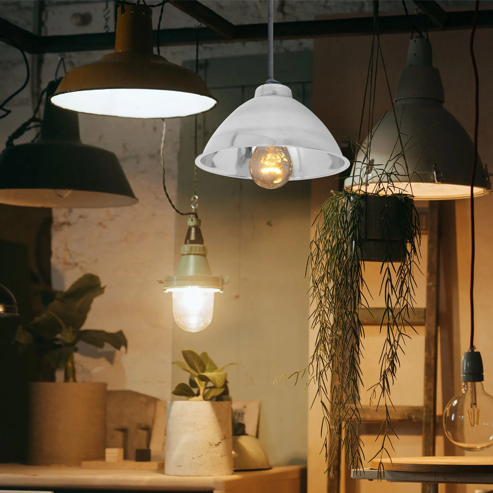 

Stainless Steel Industrial Style Lampshade Weatherproof Metal Dome Light Cover Outdoor Street Garden Lighting Lampshade Small