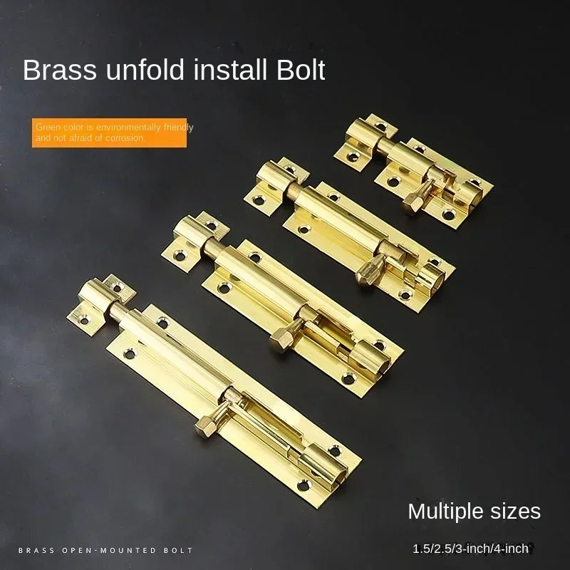 1 Pc 1.5/2/3/4 Inch Hardware Long Brass Door Latch Sliding Lock Bolt Latch Hasp Staple Gate Safety Lock Drop Shipping