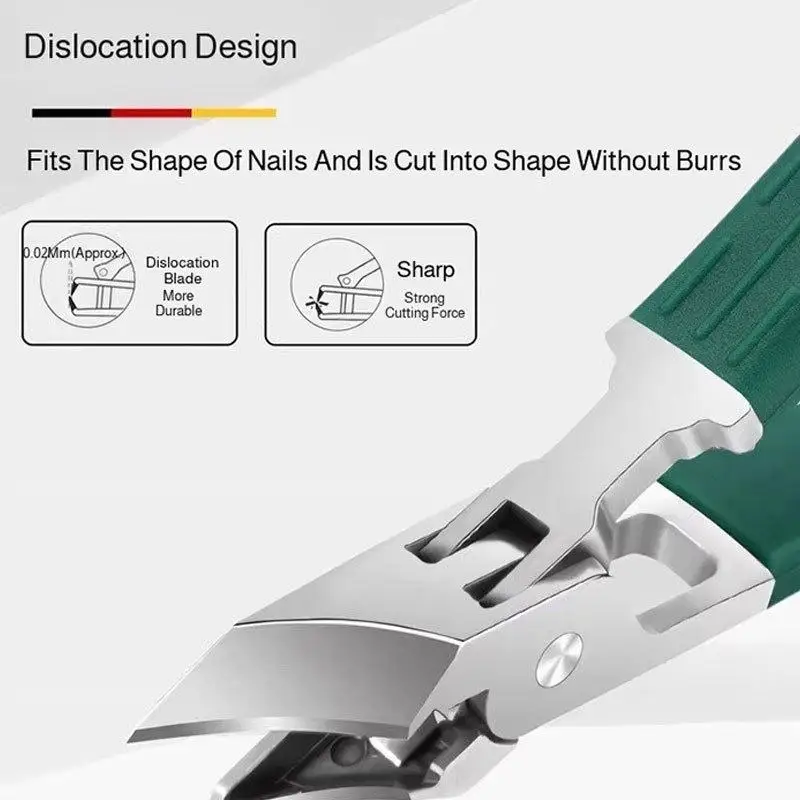 Stainless Steel Angled Edge Nail Clipper Sharp Blade Non Slip Handle Thick Ingrown Toenail Pedicure Manicure Tool