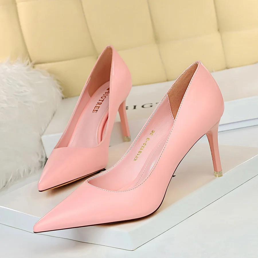 new Fashion Simple Versatile Ladies Shoes High Heel Shallow Mouth Pointed Professional Slim Women's Single Shoe Women Pumps