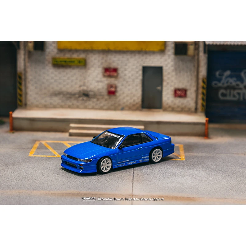 TW In Stock 1:64 VERTEX Silvia S13 Blue Metallic TOYO TIRES Diecast Diorama Car Model Collection Miniature Toys Tarmac Works