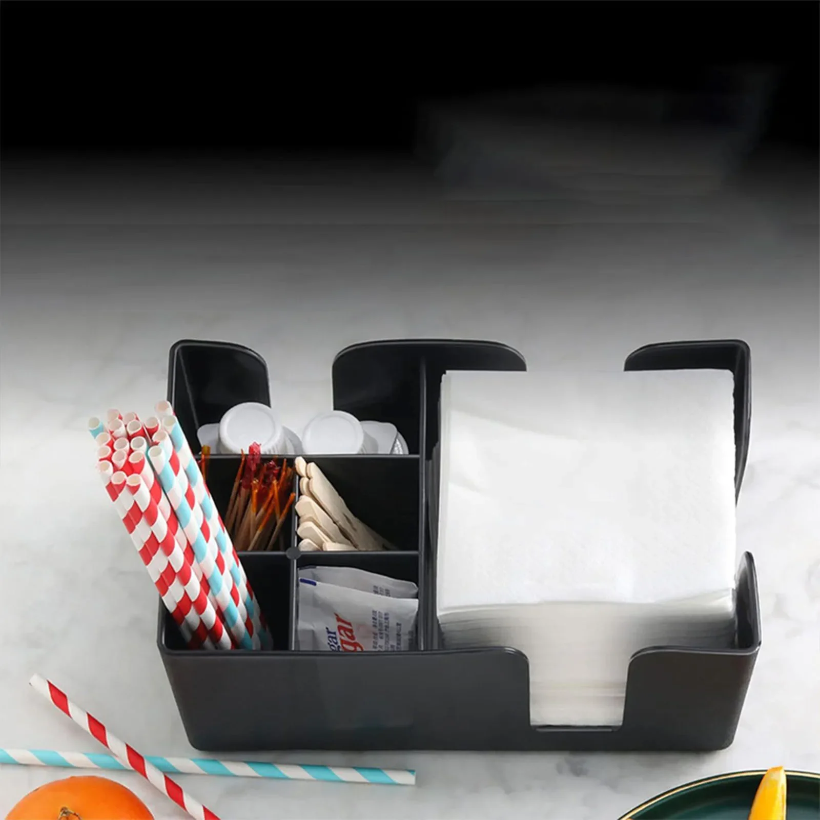 DEOUNY Bar Caddy Organizer Portable Bartender Accessories Napkin and Straw Holder Dispenser for Office Restaurant Party Home 6