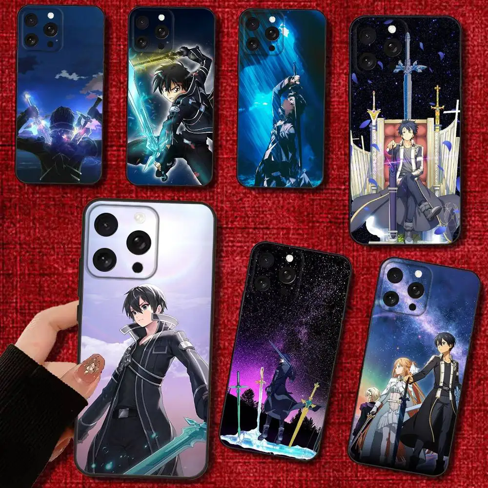 

Sword Art Online SAO Kirigaya Phone Case For iPhone 16e,16,15,14,13,12,11,Pro,X,XS,Max,XR,Plus,Mini Soft Black Cover