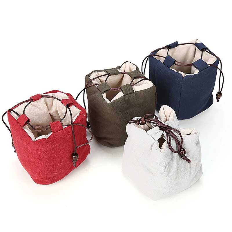 

Tea Set Bag Cotton Linen Crafts Tea Cup Cloth Bag Travel Portable Tea Set Shock-Resistant Anti-Collision Thickened Storage Bag