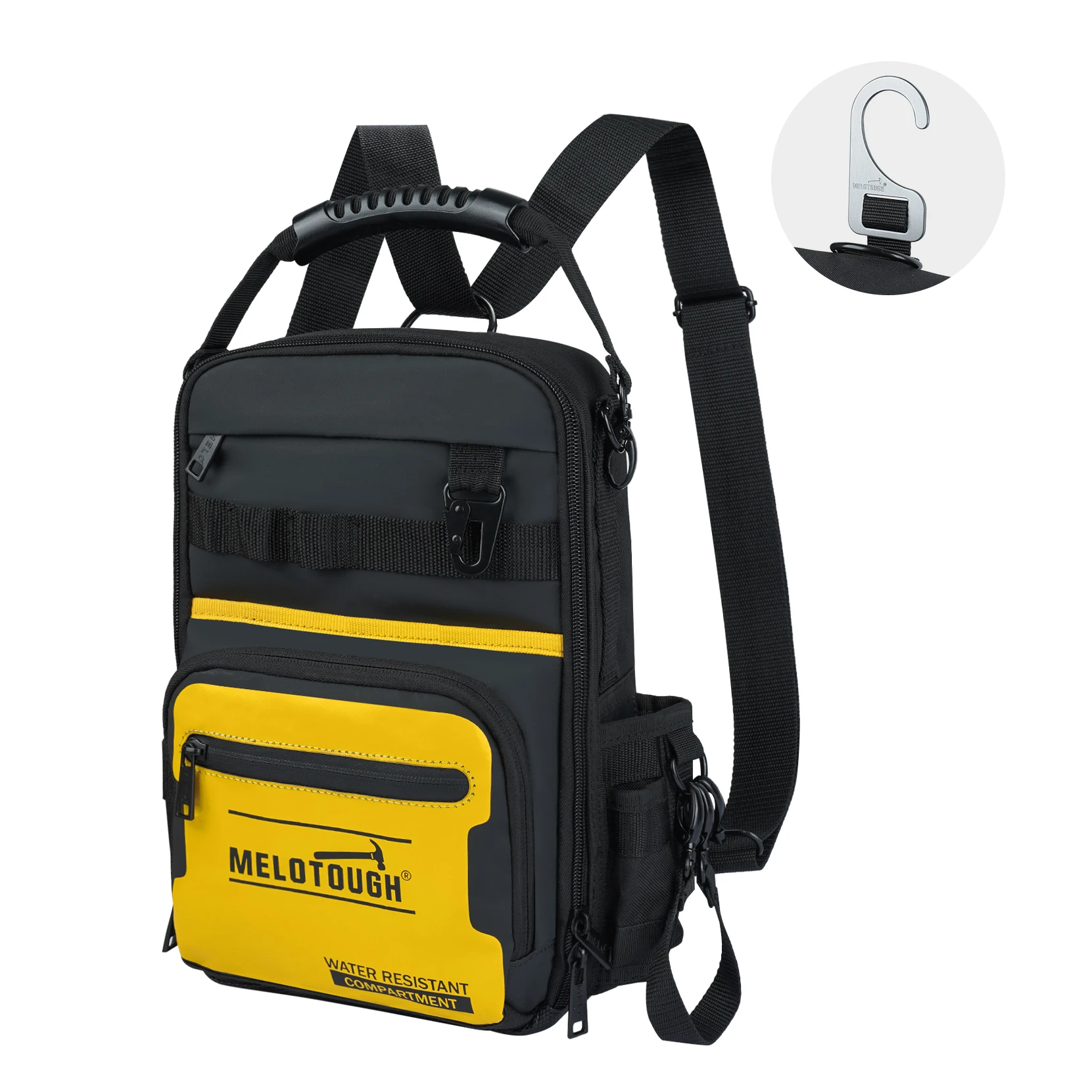 

MELOTOUGH Small Tool Backpack for Men 30 Multi-Storage Pockets Heavy Duty Tool Bag Backpack with Dual-Form Shoulder Strap