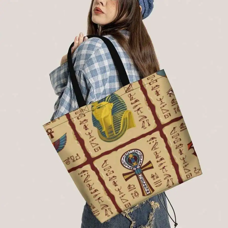 

Egyptian Hieroglyphics Tote Bag Unisex Vintage Style Casual Travel Shoulder Bag