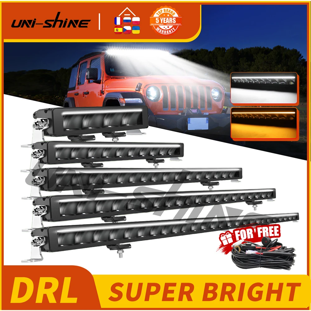 UNISHINE 600W barre lumineuse LED 10 "21" 32 "40" 52 "blanc ambre Combo faisceaux spots 60000LM 12V 24V pour la conduite de bateau tout-terrain ATV