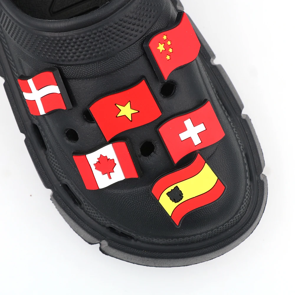 1 Pc Shoe Decorations Pvc Cartoon Pins Charms Colorful National Flag Ornament Shoe Accessories Children's Party Gift image 3