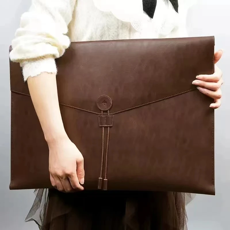 PU 가죽 문서 가방 A3 드로잉 종이 파일 주최자 문서 홀더 가죽 파일 가방 품질 자기 스냅 봉투 A3 가방