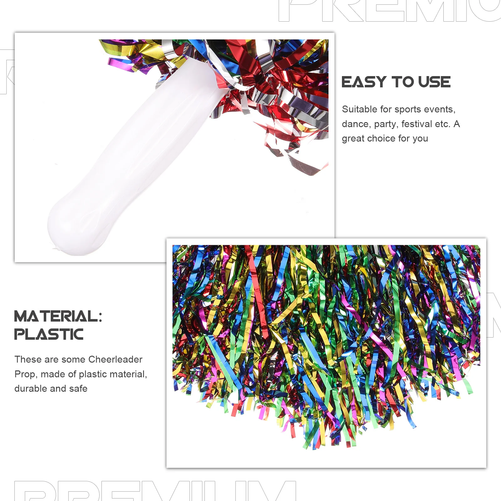 

10pcs Cheerleading Pom Poms Six Colors 20g Handle Durable Reusable Props For Sports Events Dancing Team Accessories