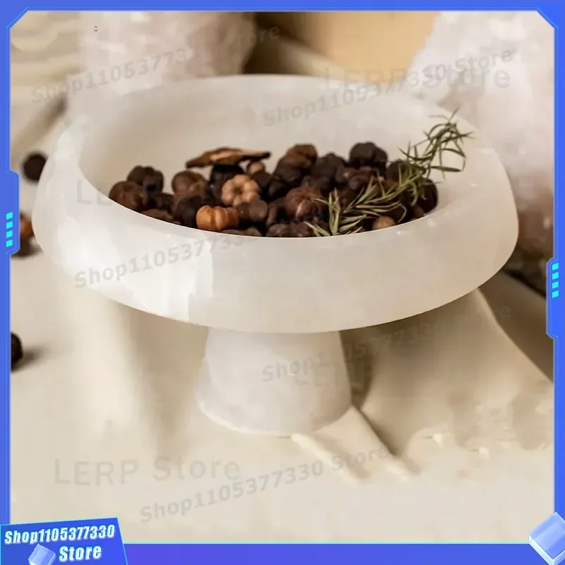 Polished Natural Marble Mushroom Tray High Base Stone Plate for Fruit Jewelry Storage Home Decor Villa Hotel 1 Year Warranty