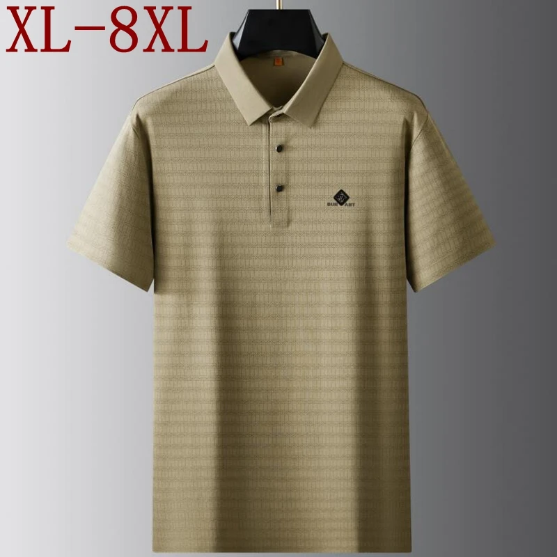 

8XL 7XL 6XL 2024 New Summer Top Grade Luxury Shirts For Men Short Sleeve Lapel Mens Polo Shirt Fashion Striped Polo Homme