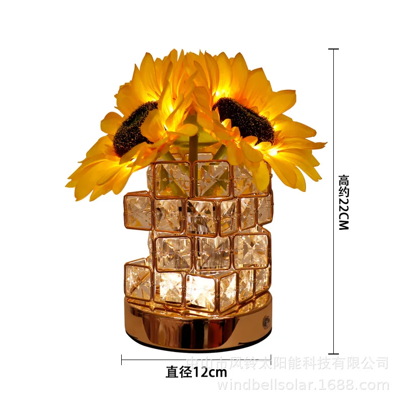 Sonnenblume führte Nachtlicht, Rosen kristall dekoration für Desktop, Schlafzimmer, Nachttisch atmosphäre, Schreibtisch lampe, Geburtstags geschenk