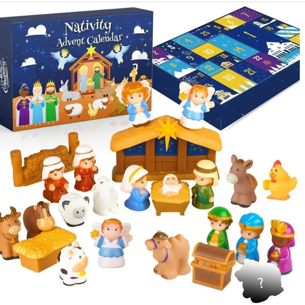 عيد الميلاد تقويم القدوم مصغرة تمثال المهد مجموعة لعب المهد، 24 يومًا عيد الميلاد العد التنازلي التقويم #4