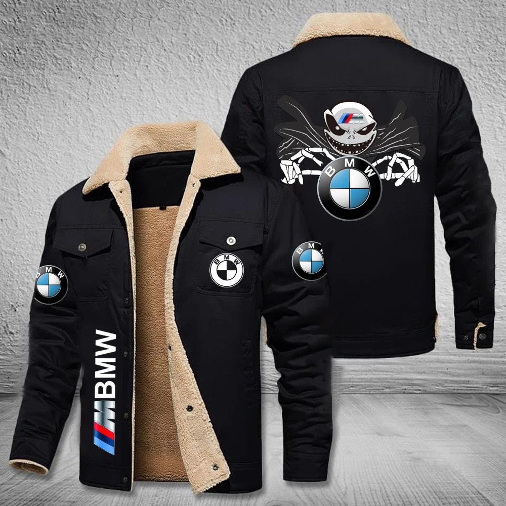 

New BMW Logo Men's booster jacket Motorcycle Trench Coat BMW Windproof Thermal Biker Jacket Winter Ghost Head Plus Dimensions