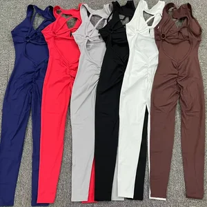 Macacão feminino de macaco oco, macacão fitness feminino, roupa de ioga feminina, branco e preto, sexy e elegante, scrunch, verão 8 principais vendas fantasia macaco sexy - №1