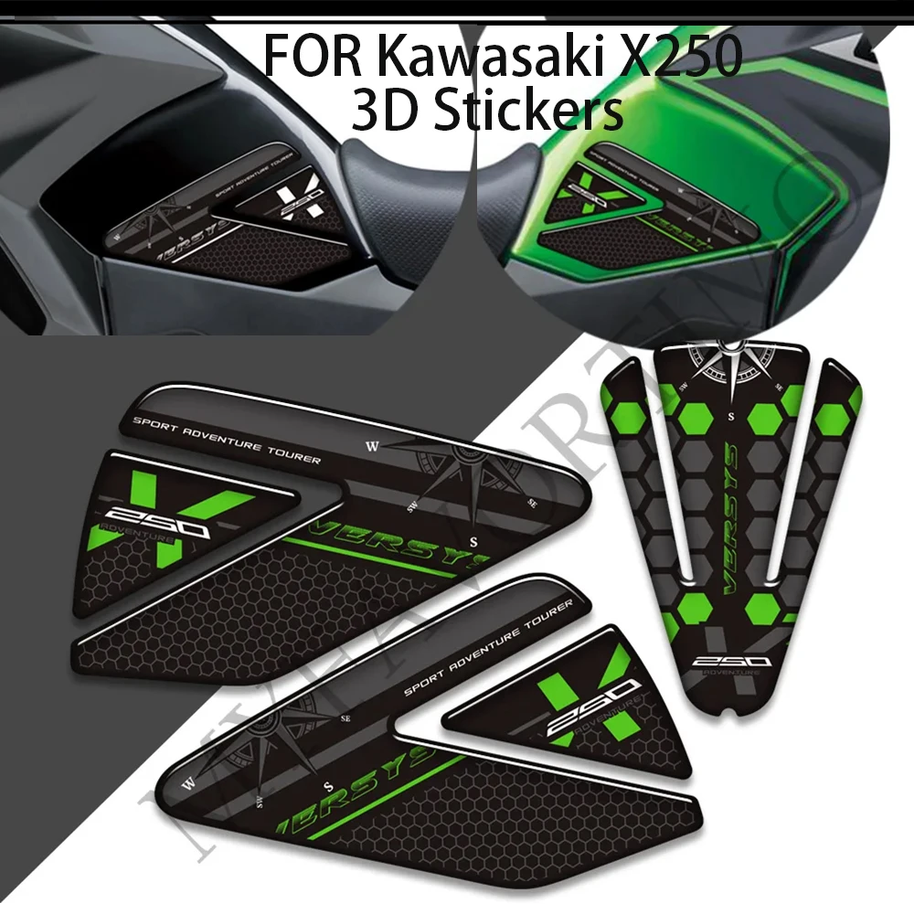 

Motorcycle Stickers Decals For Kawasaki VERSYS X 250 250X VERSYS-X Tourer X-250 Gas Fuel Oil Kit Knee Protector Tank Pad Grips