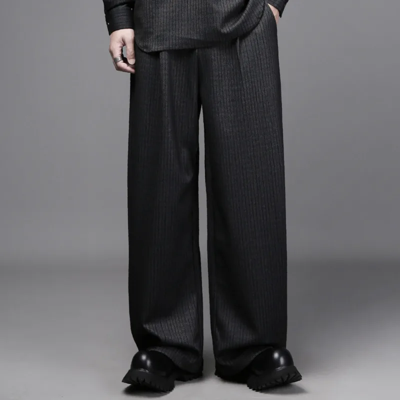 WVGA Spring Autumn New Men Tide Dark Style V-Neck Fake Two-Piece Trendy Long Sleeve Shirts Niche Chic Casual Straight Set W19053