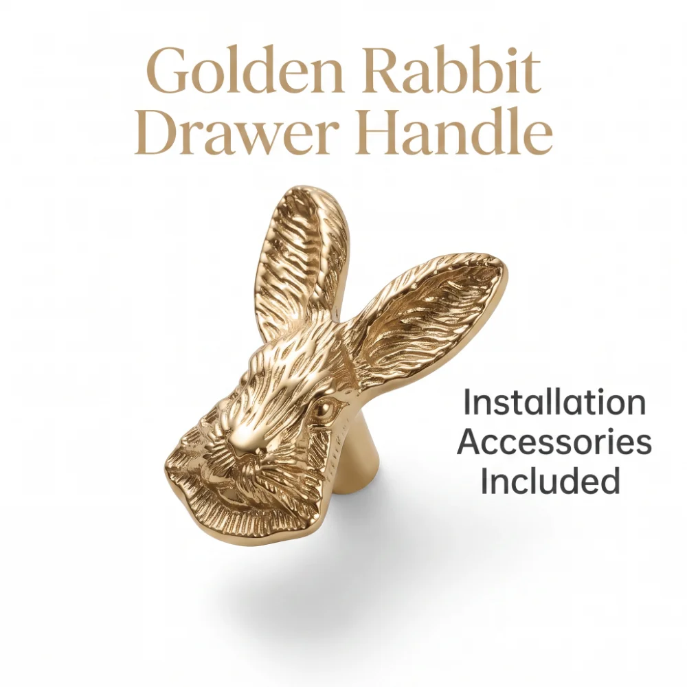 Gold Rabbit Shape Drawer Knob 1PC Zinc Alloy Cabinet Handle Charming Decor for DIY Home Furniture