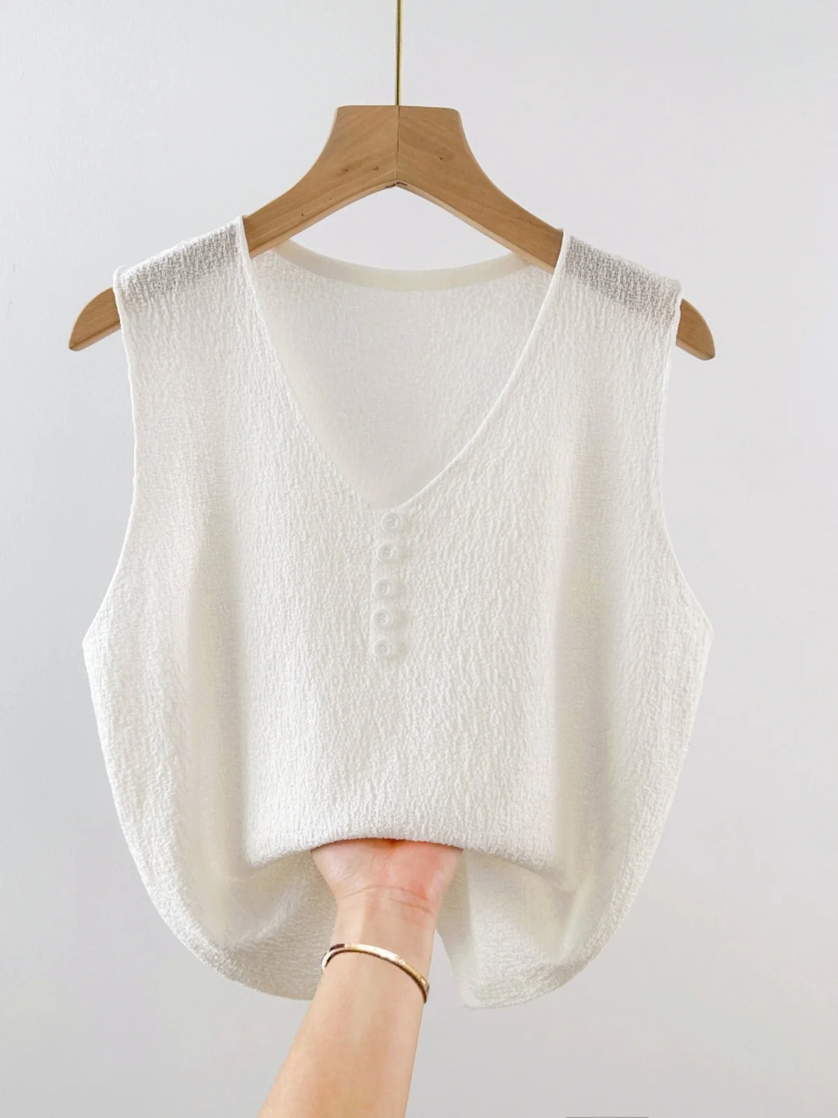 بالإضافة إلى حجم المرأة الحرير الجليد حزام سترة رقيقة الصيف زر حتى Svel أعلى الكورية Sle فضفاضة تناسب V-Ne قاعدة طول منتظم...