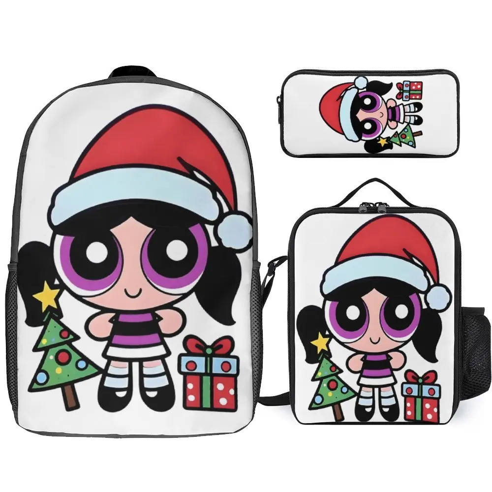 

3 in 1 Set 17 Inch Backpack Lunch Bag Pen Bag New Jeans Power Puff Girl Super Shy 12 Secure Hot Sale Cosy Sports Activities Fiel