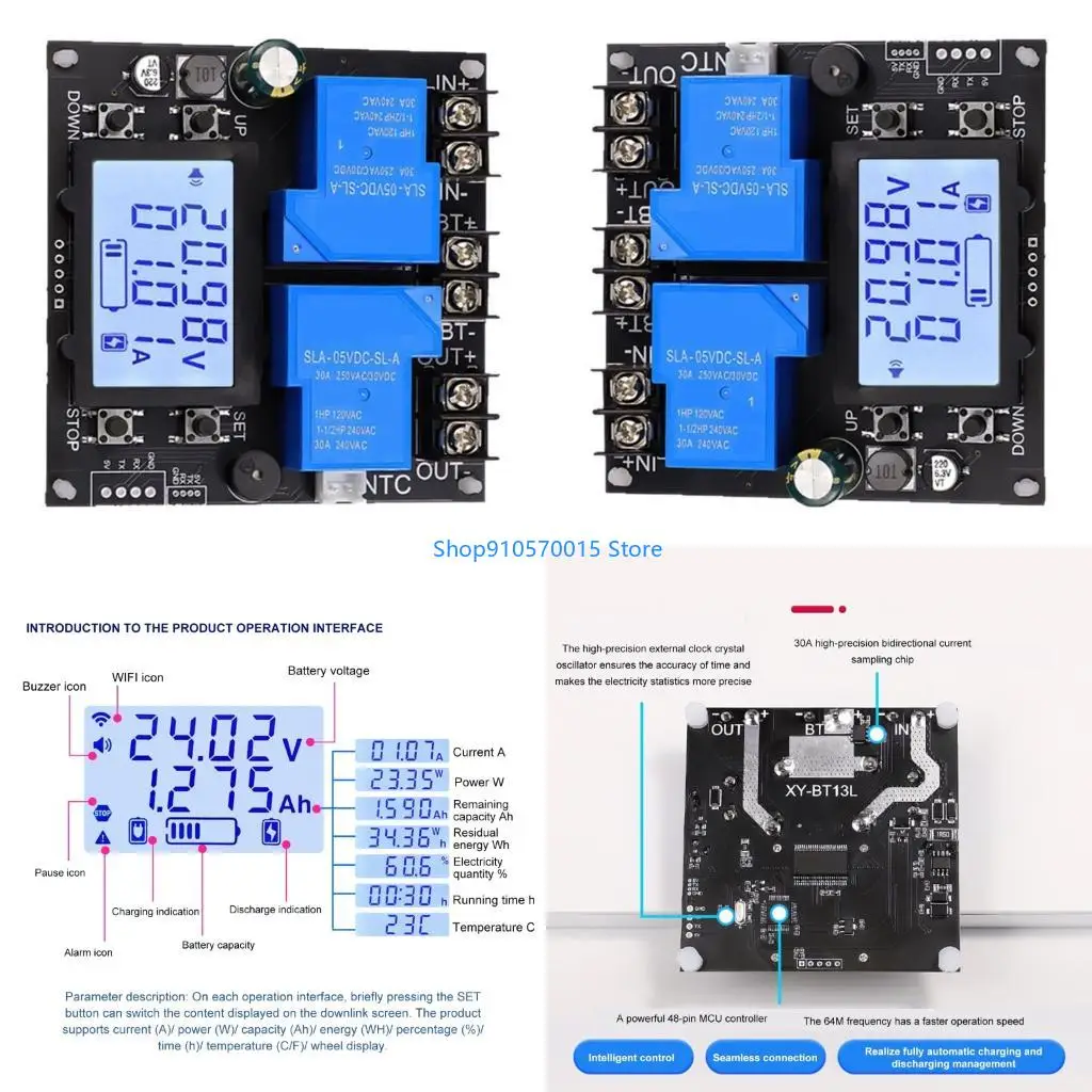 B95C Adjustable Voltages Cutoff Module LCD Display Delay Time Emergency Stop 10V-110V