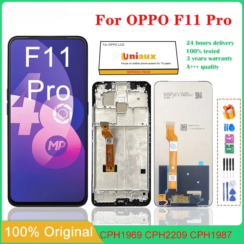 Подходит для OPPO F11 Pro ЖК-экрана Экран мобильного телефона Внутренний и внешний экран Рамка в сборе Сенсорный ЖК-дисплей