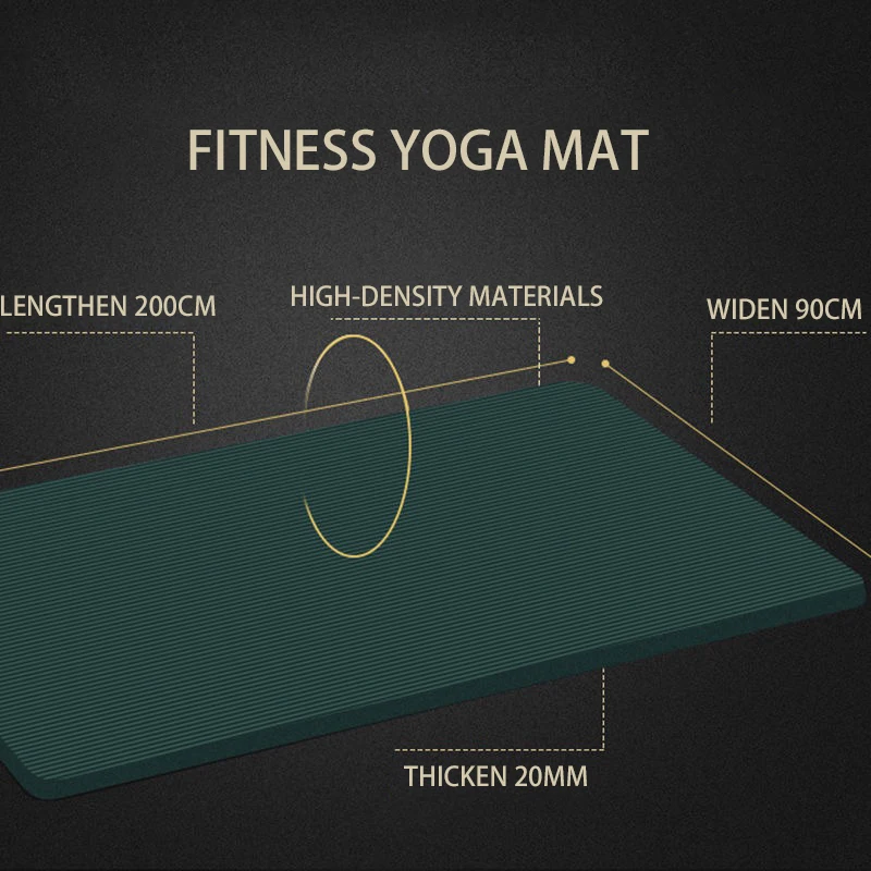 두꺼운 운동 요가 매트, 고밀도 찢어짐 방지 피트니스 및 운동 체육관 매트, 운반 스트랩 및 가방 포함, 200cm x 90cm