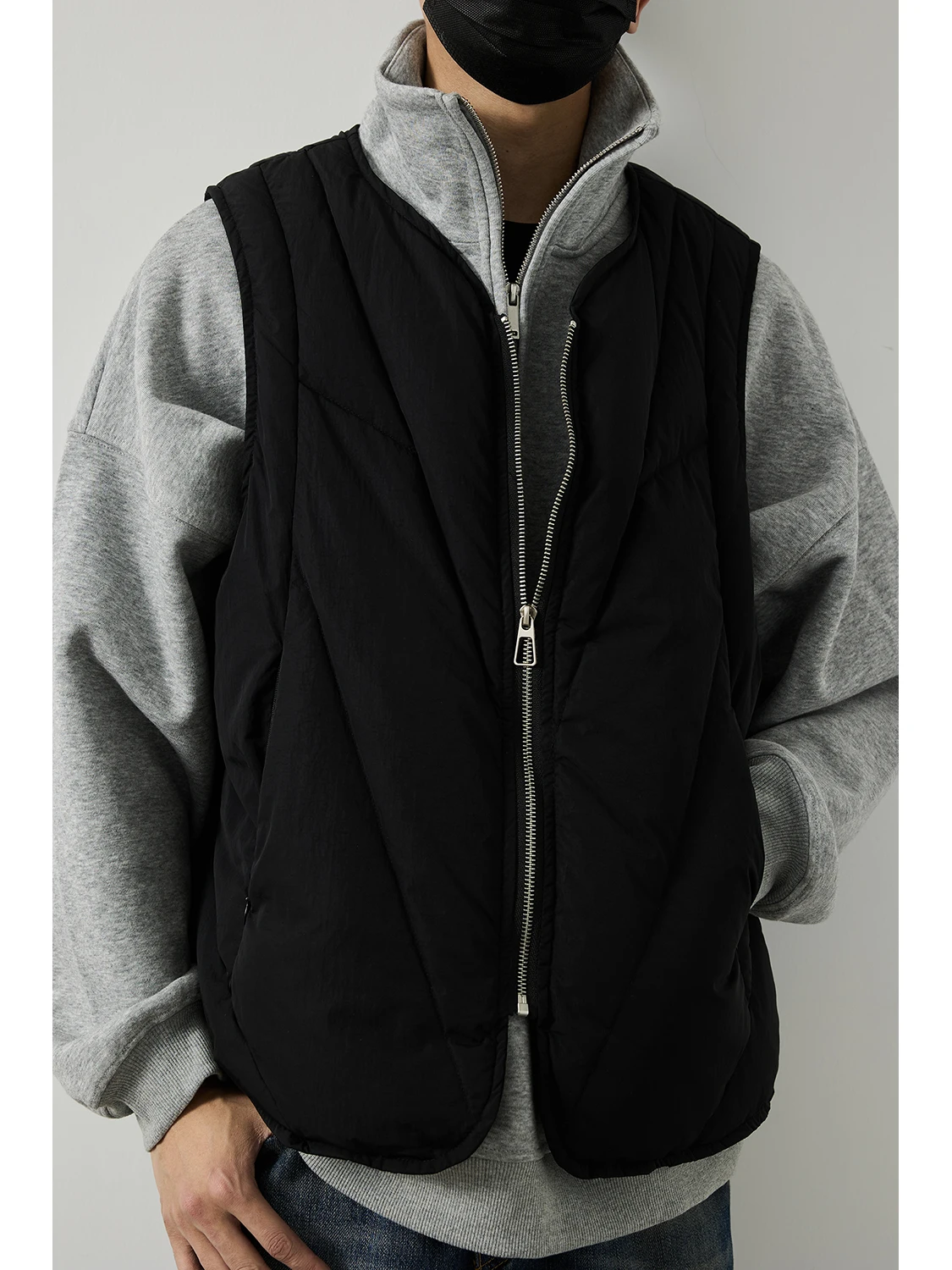 

LH Store Men's Loose Fit Thiened down Vest Autumn Winter Svel Casual Sle Zipper Closure Stand Size Nylon Fiber